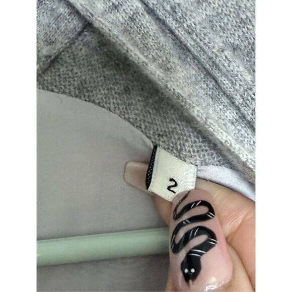 Sandro Paris Cashmere Blend Lightweight Gray Girl Split Back Button Cardigan M - Picture 5 of 16